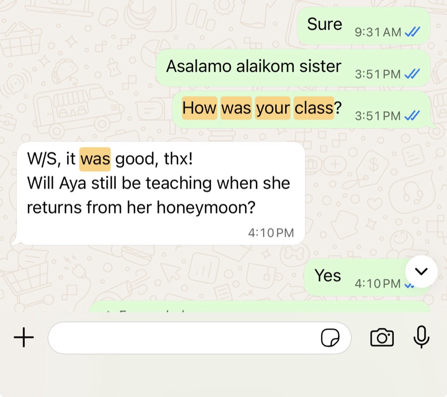 Verified WhatsApp feedback from a Tayseerul Quran student