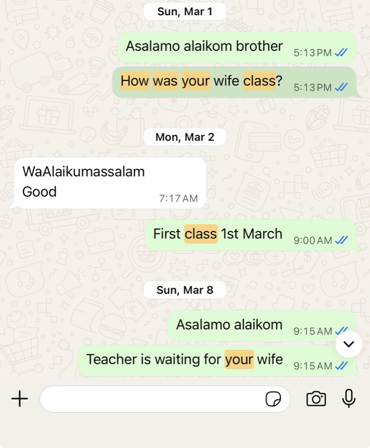 Verified WhatsApp feedback from a Tayseerul Quran student