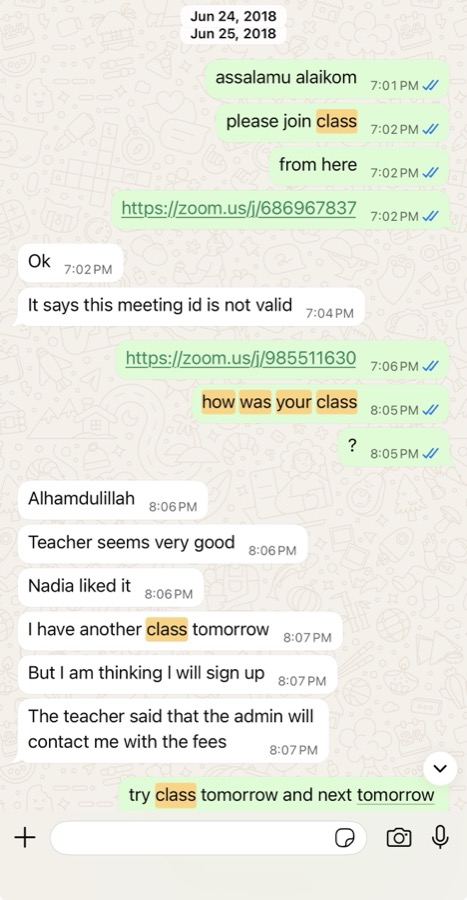 Verified WhatsApp feedback from a Tayseerul Quran student