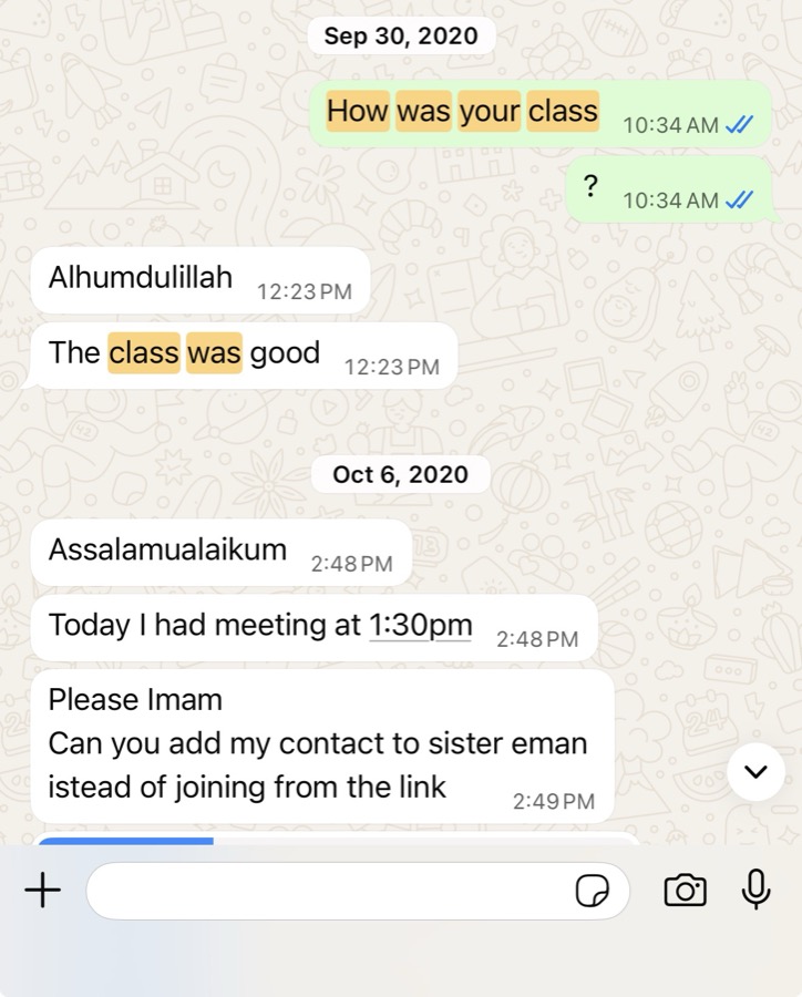 Verified WhatsApp feedback from a Tayseerul Quran student